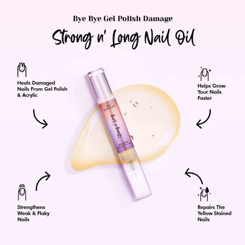 Strong n' Long - Nourishing Nail & Cuticle Oil - Nail oil growth serum top results effective hydrating cuticles long strong hard treat breakage gel polish damage UAE Egypt KSA Kuwait Qatar Iraq Bahrain